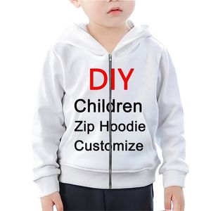 Famille Équipée Impression 3D DIY Conception Personnalisée Enfants Zip Hoodies Propre Image P o Star Chanteur Anime Garçon Fille Casual Tops gx220708