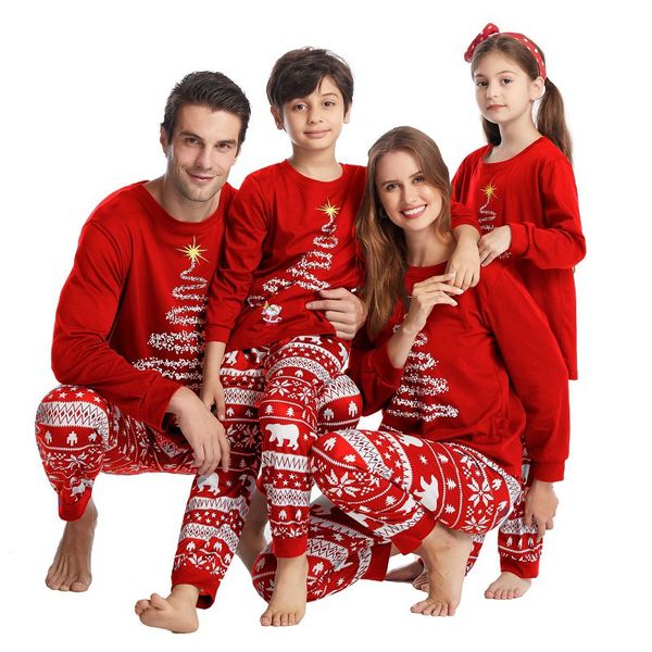 Famille maison vêtements ensembles Couples noël famille correspondant pyjamas ensemble rouge père noël mère enfants vêtements costume de noël