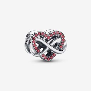 Familie Infinity Rood Hart Bedel Pandoras 925 Sterling Zilver Luxe Bedelset Armband Maken Charms Designer Ketting Hanger Originele Doos TOP kwaliteit groothandel