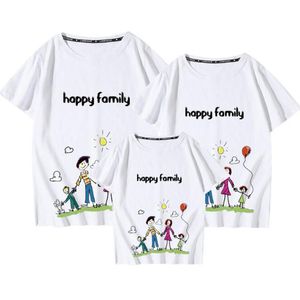 Familie look matching outfits t-shirt kleding moeder vader zoon dochter zomer kids korte mouw brief 210429
