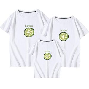 Familie look matching outfits t-shirt kleding moeder vader zoon dochter kinderen baby zomer citroendruk 210429