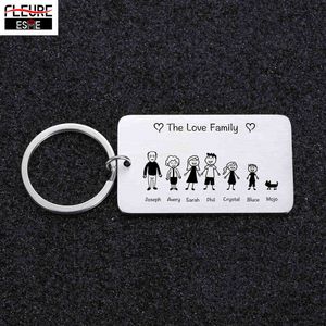 Porte-clés d'amour familial avec nom personnalisé, cadeau pour lui, Parents et enfants, breloque pour sac, cadeau pour membre de la famille