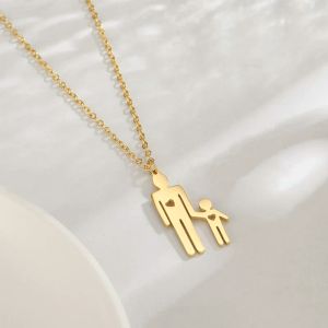 Familie liefde ketting vader ketting kind kind baby zoon dochter cadeau voor vrouw man 14k geel gouden hanger sieraden cadeau