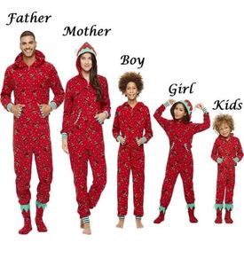 Famille Matching Christmas Pajamas Ramper Jumps combinaison Femmes hommes bébé enfants Red Print de Noël