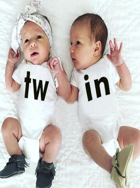 Famille correspondant vêtements nouveau-né bébé garçons filles body TWIN lettres imprimé body à manches courtes hauts tenues pour bébé 7533536