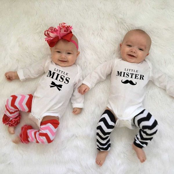 Trajes a juego para la familia 1 Little Miss y Little Mr. Baby Girl Body de manga larga de otoño Twin Baby Tight G220519