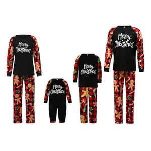 Bijpassende outfits voor gezinnen 2-delige pyjamaset Ronde hals Top met print en lange mouwen Broek Losvallende elastische taille Kerststijl Nachtkleding-outfit 231215