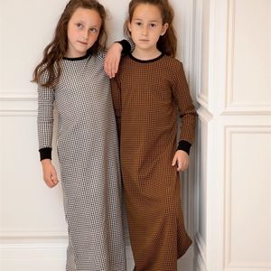 Family Matching Outfits 2023 Autumn Winter Kids Gingham Robe Pyjama's Romper 221101