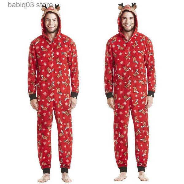 Tenues assorties pour la famille 2023 Nouveau Noël Famille Correspondant Pyjamas Mignon Elk Oreille À Capuchon Barboteuse Adultes Enfants Bébé Vêtements Ensemble Combinaison Globale Look Famille T230921