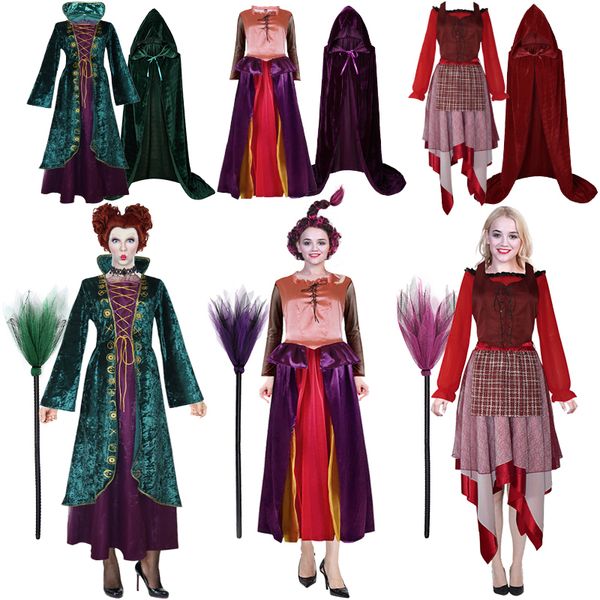 Famille correspondant tenues adulte Hocus Pocus 2 robe longue pour femmes filles Halloween mascarade Cosplay fou sorcière démon fantôme Costume de fête 230923