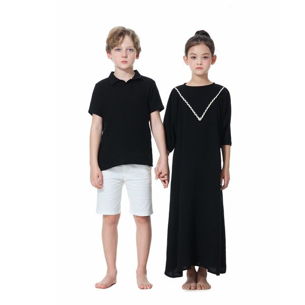 Famille correspondant tenues AP robe Shorts et chemise en mousseline été enfants coton famille correspondant série garçon haut et pantalon tissu micro élastique #7303 230530