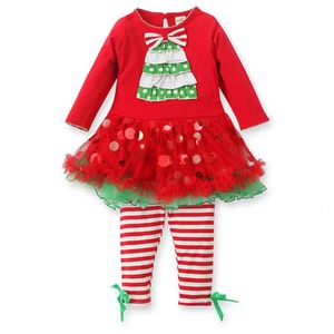 Famille correspondant tenues bébé enfants arbre de Noël fille t-shirt pantalon ensemble vêtements filles jupe YF164 231121