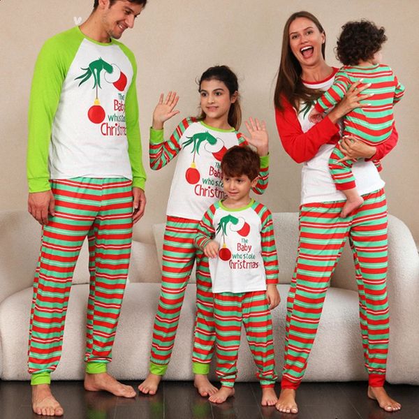 Famille assortie tenues bébé pyjamas ensembles 2023 pyjamas de Noël rayé maman et moi Noël pyjamas vêtements père mère enfants 231118