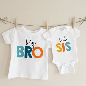 Familie Matching Outfits Big Brother Little Sister Cleren Boys T -shirt Baby Girls Toddler Romper Kid T -shirt Tops Summer Short Sleeve Outfit 230518