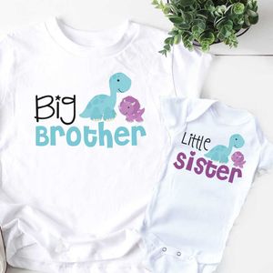 Familie Matching Outfits Big Brother Little Sister Shirt Family Look Big Brother Little Sister T-Shirt Brother Sisters Dinosaur Cute T-Shirt Drop Ship G220519