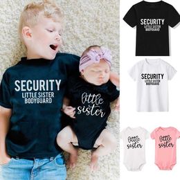 Famille Matching Tenues Big Brother Security Little Sister Bodyguard Kids Boys T-shirt NOUVEAU BÉBÉ FILLES ANTÉRIEUR