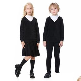 Famille Correspondant Tenues Garçons Filles Velours Col Mock Set Top Romper Vêtements Enfants Bébé Adolescent Automne Hiver Veet Vêtements De Mode Drop Dhj0K