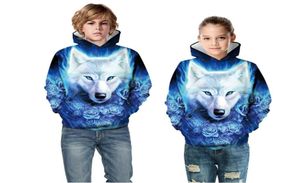 Familie Matching Outfits Children039S Kleding Big Kids Fallwinter Nieuwe Wolf Digital Print Hooded Sweater Boys and Girls Jackets7071549