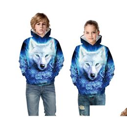 Famille Matching Tenues Vêtements Childrens Big Kids Fall / Hiver New Wolf Digital Imprimed Pull Cabilat