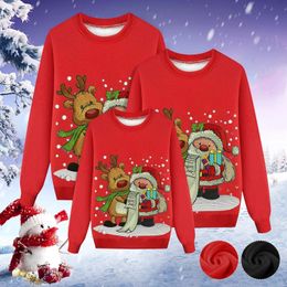 Trajes a juego para la familia Ropa de Navidad Sudadera con estampado de ciervos de Navidad Jerseys de manga larga con cuello en O Roupas De CorrespondNcia FamLia 231218