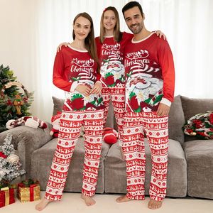 Famille correspondant tenues vêtements de Noël imprimer mère père enfants pyjamas ensemble bébé barboteuse noël look décontracté ensembles de vêtements en vrac 231204