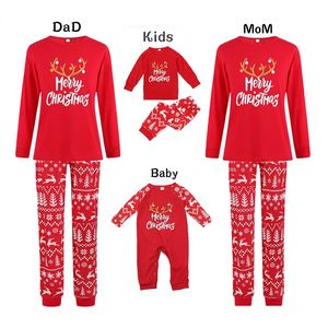 Familie bijpassende outfits kerstkleding set kinderen baby rompertjes brief lange mouw homewear pyjama pak 231129