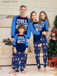 Tenues assorties pour la famille Pyjamas de famille assortis de Noël Ensemble de pyjama de Noël Papa Maman Enfants Enfant Fille Fils Ensemble de vêtements à manches longues Lettre bleue 2023 T230921