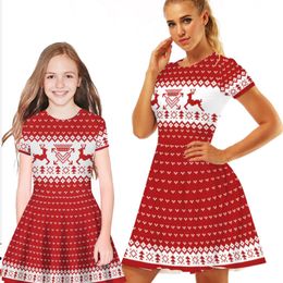 Famille correspondant tenues Noël maman et fille robes mignon fête parentenfant mode imprimé filles robe mère vêtements 230619