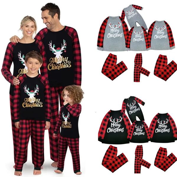 Famille correspondant tenues Noël maman et moi vêtements hauts pantalons pyjamas à carreaux mère fille père fils vêtements de nuit Noël 231122