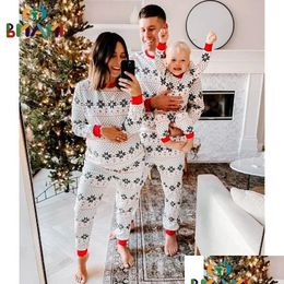 Family Matching Tenues de Noël Tenue de Noël Pajamas Privations Adt Kid Home Clothes Tops Cartoon Pantal