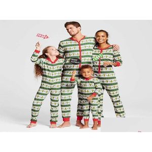 Famille correspondant tenues pyjamas de Noël vêtements mère fille barboteuse combinaison père fils mon année livraison directe bébé enfants matern Dhrgh