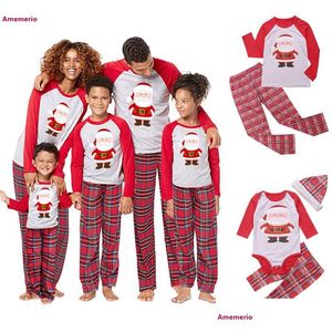 Familie matching outfits kerstpyjama's pjs stelt kinderen ADT slaapkleding nachtkleding Kleding Casual Santa Deset drop levering Baby Dhkcm