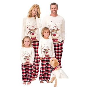Familie Matching Outfits Kerstpyjama's ADT's Kids Toppants 2PCS Kerstmis Sleepwear Pyjama's Baby Jumpsuit Drop Delivery Maternity Clothi Dhnm7