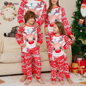 Famille correspondant tenues pyjamas de Noël ensemble cerf imprimé arbre de Noël imprimé Jammies Homewear confortable parent enfant vêtements de maison 231027