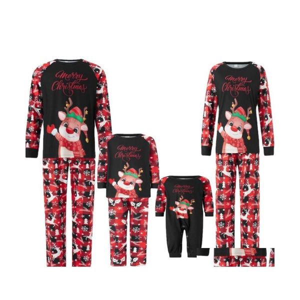 Trajes a juego de la familia Pijamas de Navidad Pjs de Navidad Ropa de dormir Traje de vacaciones lindo 220914 Entrega de la gota Bebé Niños Ropa de maternidad Dhzcc