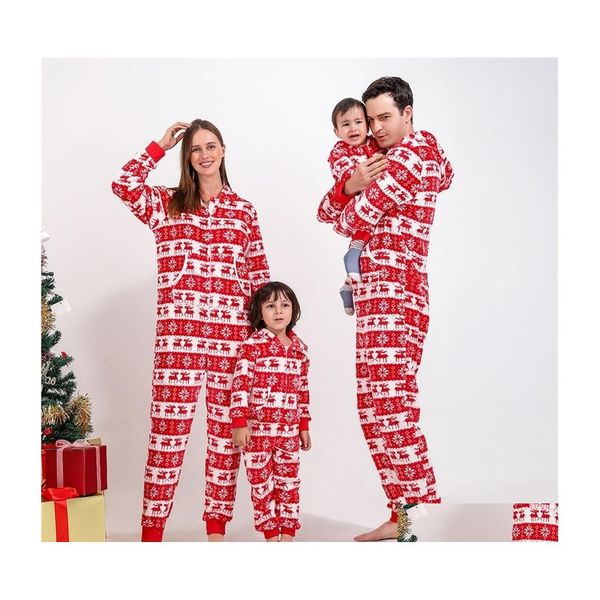 Famille correspondant tenues pyjamas de Noël flanelle mère fille père bébé enfants vêtements de nuit maman et moi vêtements de nuit Drop Del Dhzht