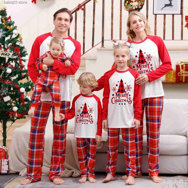 Tenues assorties pour la famille Pyjama de Noël à manches longues à carreaux imprimés Pyjamas de Noël Tenue assortie pour la famille Bébé Enfant Mère Père Maman Fille Couples 2023 T230921