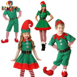 Bijpassende familie-outfits Kerst Kerstman-kostuum Groene Elf Cosplay Familie Carnaval Feestjaar Verkleedkledingset Bijpassende familie-outfits 231107