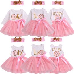 Familie Matching Outfits Citgeett 1st2nd3rd Baby Girls Donut Polka Dot TuLle Tutu Princess Party Dress 2pcs 230512