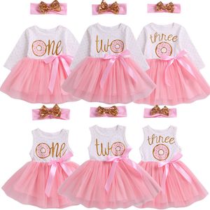 Familie Matching Outfits Citgeett 1st2nd3rd Baby Girls Donut Polka Dot TuLle Tutu Princess Party Dress 2pcs 230424