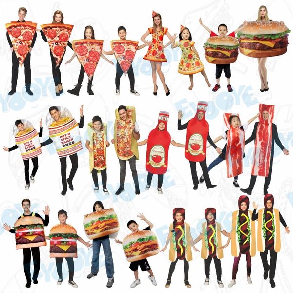 Tenues assorties pour la famille, Costume de Cosplay, Hamburger Pizza porc strié, robe de noël d'halloween, tenue de fête de carnaval, vêtements pour parents et enfants 231212