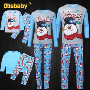 Familie matching outfits katoen Xmas Snowman Print Christmas Pyjama's PJS Set Daddy Mom Kinderkinderen Babyhond Alle kostuum 220826