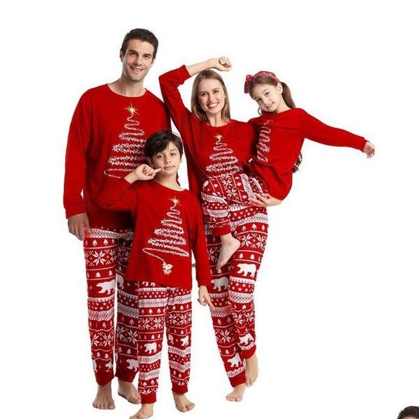Famille correspondant tenues Couple pyjamas de noël année Costume pour enfants mère enfants vêtements ensemble livraison directe Dhxhl