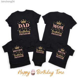 Famille correspondant tenues mignon anniversaire princesse papa maman famille correspondant tenues père mère enfants fête d'anniversaire T-shirt Costumes