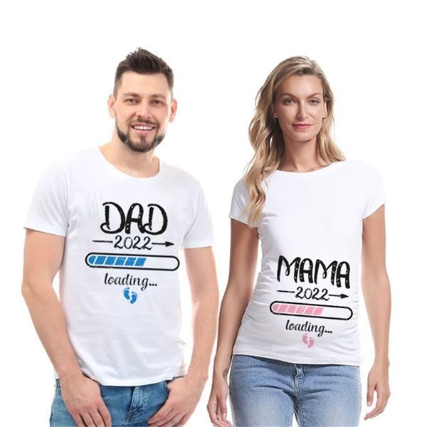 Famille correspondant tenues mignon papa maman bébé imprimé Couple maternité T-Shirt grossesse annonce chemise Couple enceinte T-shirt vêtements 220914