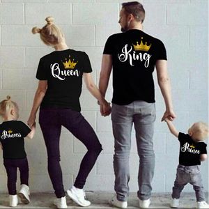 Famille correspondant tenues famille correspondant vêtements t-shirt drôle papa maman décontracté père roi reine lettre fils mère et fille t-shirts bébé et moi haut 230522