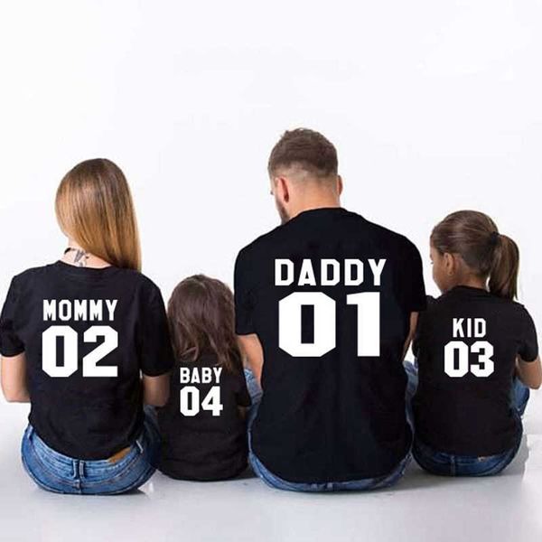 Famille correspondant tenues famille correspondant vêtements T-shirt coton enfant bébé chemises maman et fille tenue père mère fils fille garçons vêtements