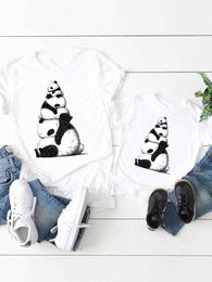 Familie bijpassende outfits Familie bijpassende outfits Panda Vrouwen Kind Kind Zomer Moeder Mama Meisje Jongen Moeder Dochter Zoon Tee T-shirt Kleding Kleding