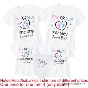 Family Matching Tenues Family Matching Tenues Mère papa Love You Vêtements Pink ou Blue Letter Imprimes T-shirts Big Brother Sister Imprimé T-shirts personnalisés R230810