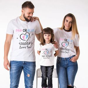 Trajes a juego de la familia Trajes a juego de la familia Ropa de madre papá te amo Camisetas con estampado de letras rosa o azul Camisetas personalizadas con estampado de hermano mayor y hermana 230509